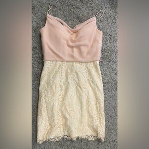 Elegant Pink and Cream Lace Mini Dress